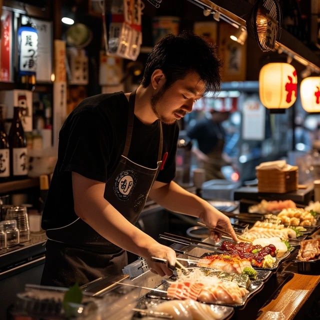 夏日夜幕下的消費場景:燒烤攤與小吃店熱鬧非凡,但一位顧客的行為引發爭議
