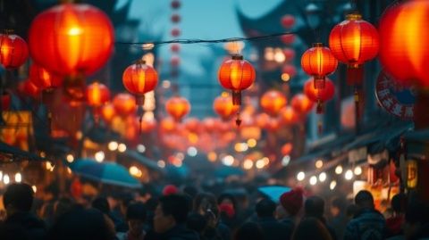 夜色中的美食與文化相融合的荊州大賽巷夜市。