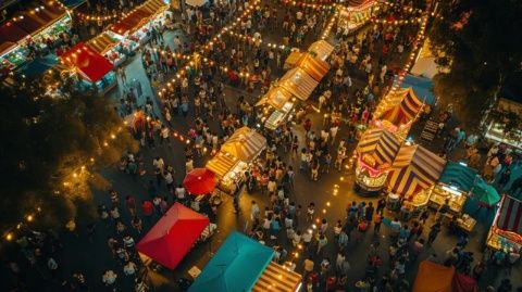漪汾街吾悅廣場開業盛況人山人海,排隊等位,露天小吃街成解圍之地!