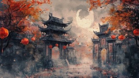 夜幕降臨，華燈初上，斜塘老街如一幅美麗的水墨畫