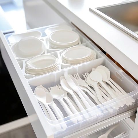創意家居廚房置物架瀝水刀架調味罐筷子筒四件套抽屜式整理盒