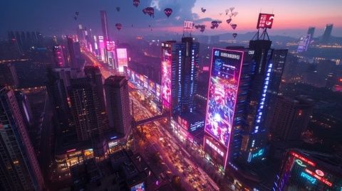 北京路中軸商圈夜經(jīng)濟繁榮，萬象更新，城市成長與發(fā)展矚目