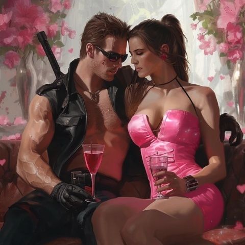 游戲中的男主角與女主角的深夜之戀