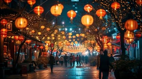 啤酒"昆明的雙橋夜市熱鬧非凡,每到夜晚便燈火通明,這里游客如織