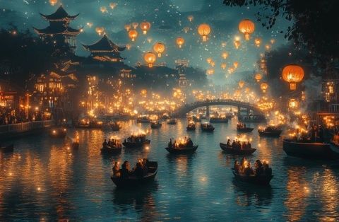 中秋夜西塘古鎮夜景美如畫