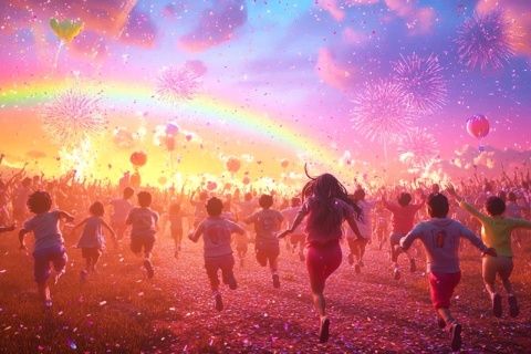 清凈的龍年春節彩虹