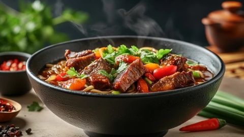 蘭州特色美食:麻辣風味的“八大碗”精選肉品