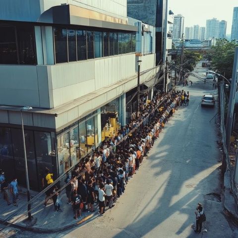 禾斗海鮮自助店門口堵人排隊40多分鐘