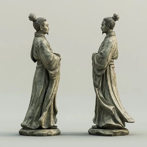 唐仕女俑國學文化藝術品古代宮廷生活彩繪騎馬俑一對兒手工藝品