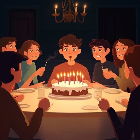 點上蠟燭,生日快樂,這套餐挺好,生日蛋糕都不用給你買了。先來一大口蛋糕