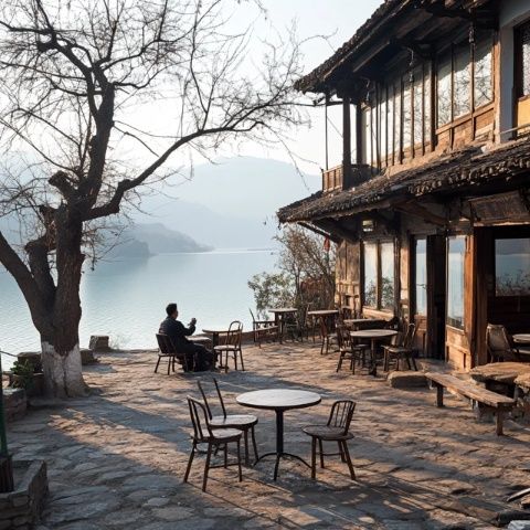 水天一色，滴水湖畔的藝術感滿滿攝影博物館餐廳