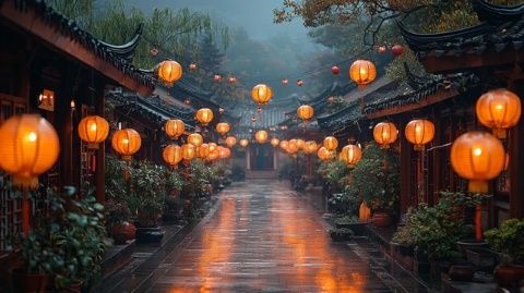 晚照映襯下，斜塘老街：水鄉美景與繁華交相輝映