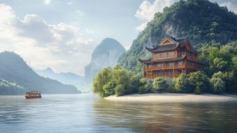 株洲古稱建寧:建寧風景亭閣一道美麗的江景