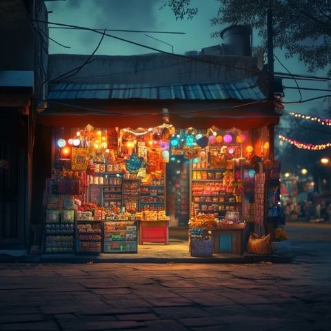 溫暖的燈光街頭