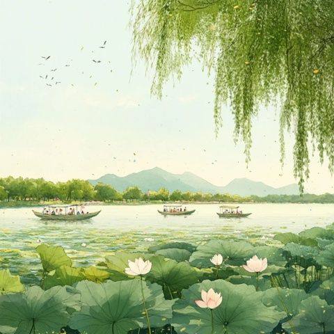 炎夏荷塘：綠葉紅花帶來清涼意趣