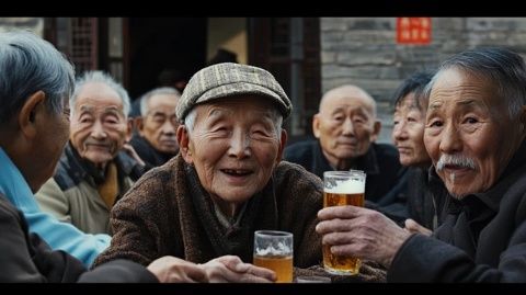 四位80歲臺灣老鄉在江西南昌品嘗美食和濃香酒的溫馨時刻