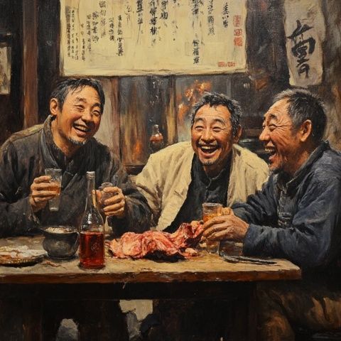 四位80歲臺灣老鄉在江西南昌品嘗美食和濃香酒的溫馨時刻