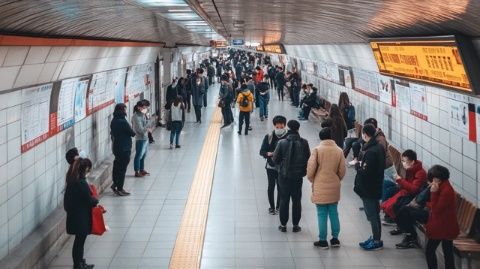今天回到深圳，感覺人潮洶涌,地鐵里人擠成一團