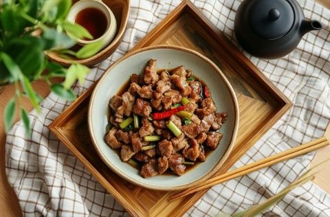夜幕下的家宴：香煎豆腐配蘑菇醬的溫暖之旅