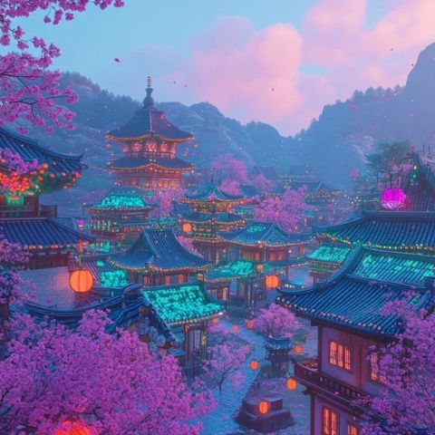 花卉繁盛古城美,春色漸現(xiàn)古都新