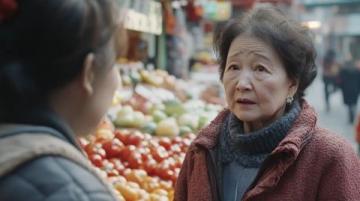 小楊阿姨帶著孩子們去菜市場。