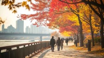 秋意盎然,武漢,充滿活力的城市,扶光露面的清晨,公園里、江邊,到處是運動的人們