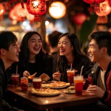 重慶街頭熱紅酒圣誕氛圍免費(fèi)喝：一家烤肉店的創(chuàng)意活動(dòng)和美味菜品