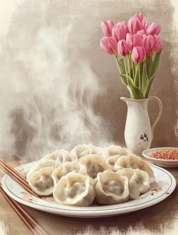 **餃子**是中國傳統美食之一，歷史悠久，寓意吉祥，尤其在春節期間