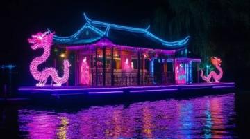 夜游橫店清明上河圖:燈光璀璨再現大宋盛世風情