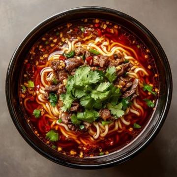 內(nèi)江牛肉面是四川省內(nèi)江市的特色傳統(tǒng)小吃,以其麻辣鮮香、