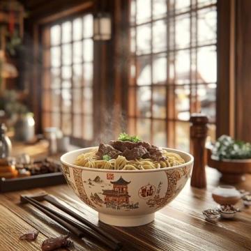 村廚偶遇古驛站，一碗豆角羊肉燜面暖人心
