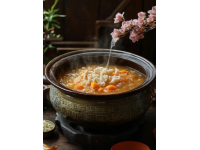 在五峰山口，在杏花深處，吃到最正宗的＂熬菜＂和最松脆的＂貼餅子＂,＂熬菜＂應(yīng)該算