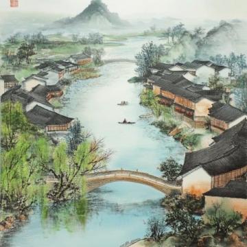 人家盡枕河古宮閑地少水港小橋多(君到姑蘇見,人家盡枕河,古宮閑地少,水港小橋多)