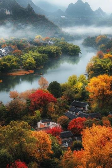 桂林塔山:漓江邊的秋色古韻,壽佛塔與紅葉交相輝映的詩意之地
