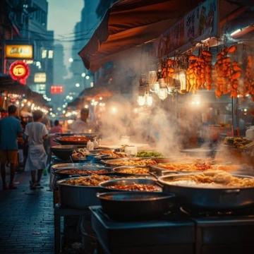 廣州夜景繁華迷人,美食街區(qū)游客如織享特色佳肴
