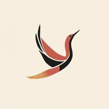 簡潔現代風格的Logo設計:飛翔雀鳥寓意美食探索精神