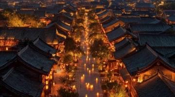 天津古文化街夜景：再現千里江山圖之美