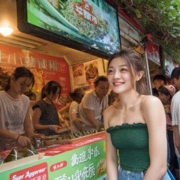 長春桂林胡同美食街夜色中熱鬧非凡