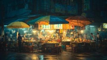 長春桂林胡同美食街夜色中熱鬧非凡