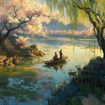 錦繡川河堤上的春日野餐記