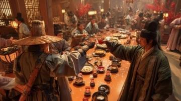 紅樓夢第四十一回：劉姥姥與林黛玉、司馬相如等人一同用餐時飲酒。