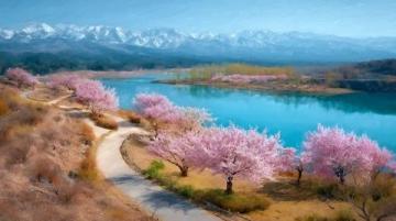桃花湖度假水域風(fēng)光，風(fēng)格文案任你挑選