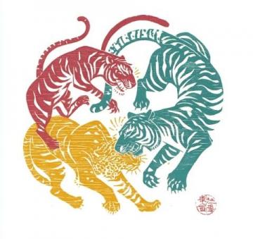 清朝姚墅鄉(xiāng)民在山上突遇老虎，虎一個(gè)劍步撲倒了他，利爪抓傷臉頰血流不止
