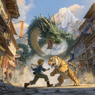 清朝姚墅鄉(xiāng)民在山上突遇老虎，虎一個(gè)劍步撲倒了他，利爪抓傷臉頰血流不止