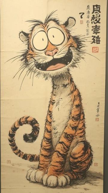 清朝姚墅鄉(xiāng)民在山上突遇老虎，虎一個(gè)劍步撲倒了他，利爪抓傷臉頰血流不止
