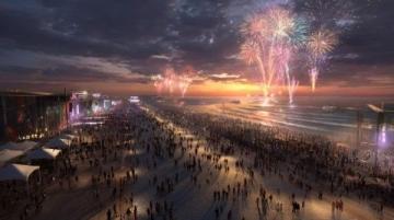 2025年跨年夜 海濱成熱門聚集地 年輕人盡情暢歌。
