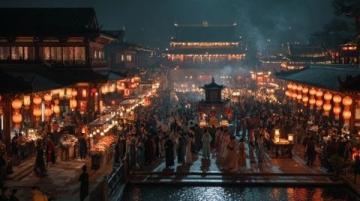 天津古文化街夜景：再現(xiàn)千里江山圖之美