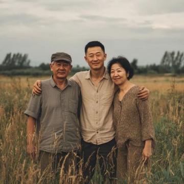 陸毅攜家人回哈爾濱老家探親