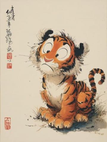 清朝姚墅鄉民在山上突遇老虎，虎一個劍步撲倒了他，利爪抓傷臉頰血流不止