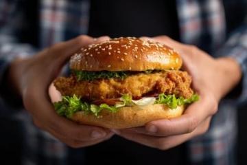 色彩豐富的酥脆炸雞堡,外酥里嫩美味十足